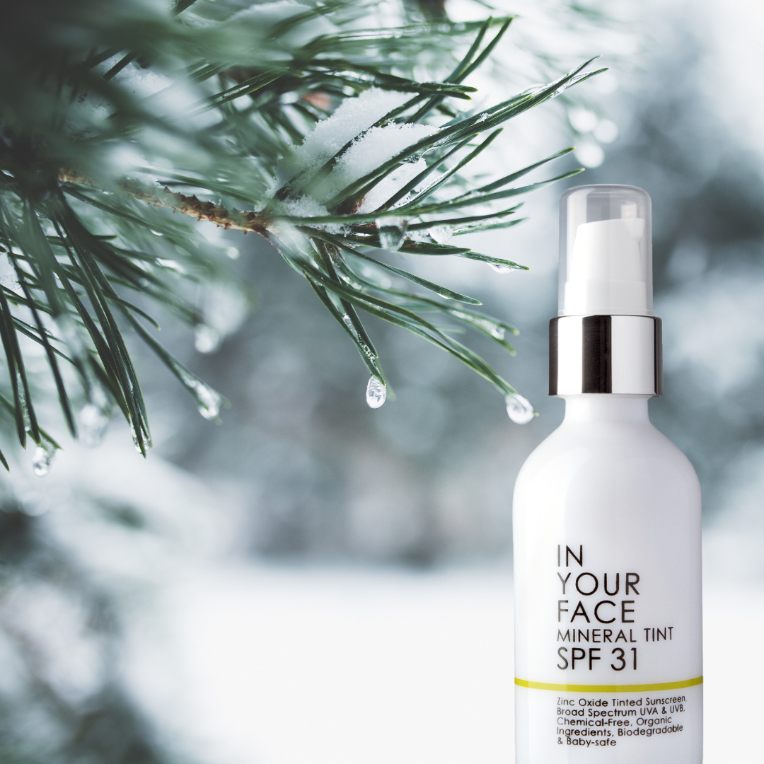 an image of IN YOUR FACE MINERAL TINT SPF31 on a background of a winter scene