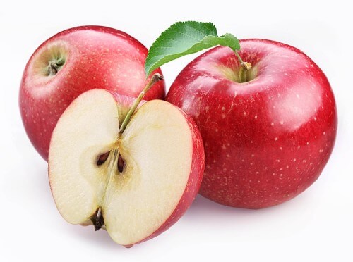 an image of 3 red apples with one cut open