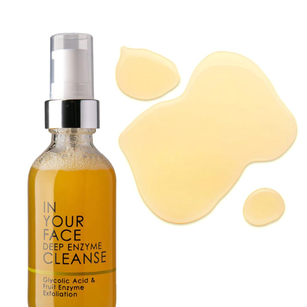 DEEP ENZYME CLEANSE on white background and a dollop