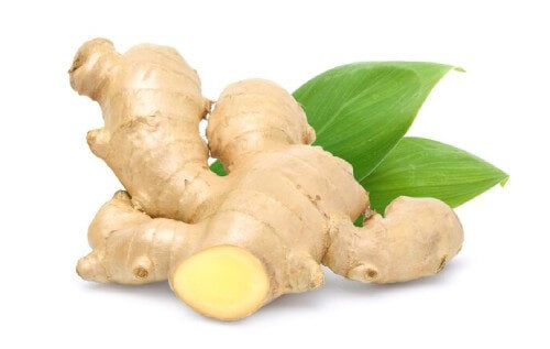 an image of a ginger root with a piece chopped off