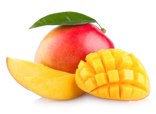 an image of mango, a couple pieces chopped up