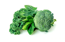 various green vegetables on white background