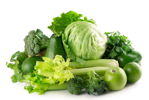 leafy green vegetables on a white background