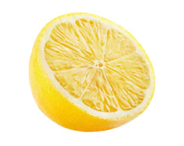 a piece of lemon on white background