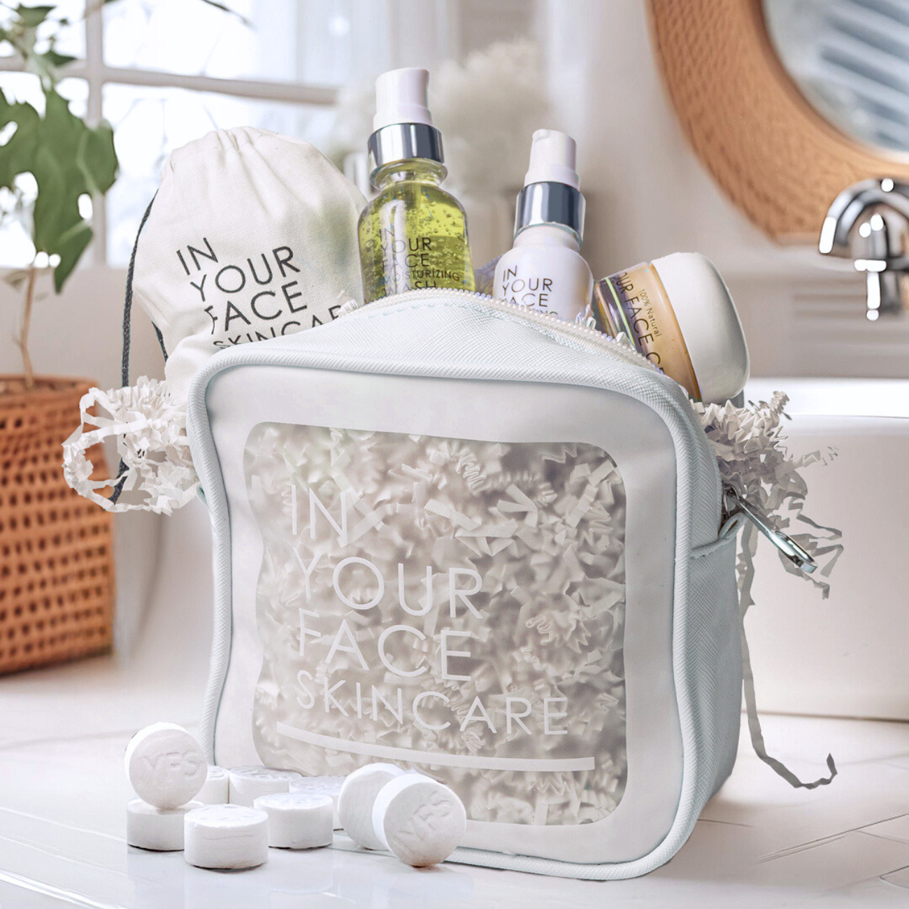 our TRAVEL SET in a beautiful bathroom.