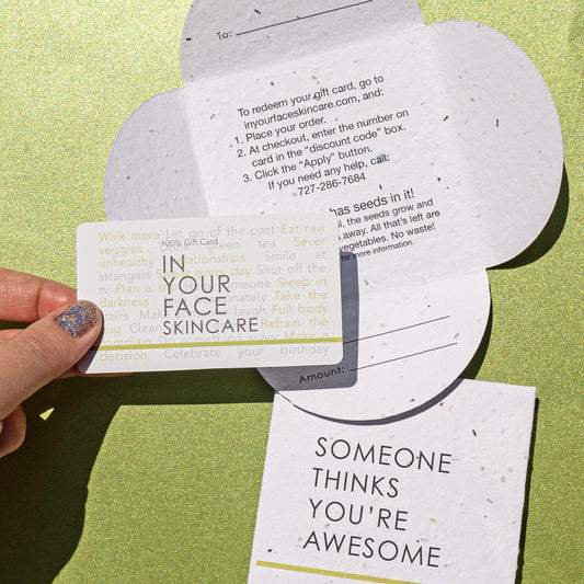 GIFT CARD holder on green background