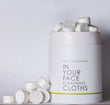 tube of CLEANSING CLOTHS on a grey background.