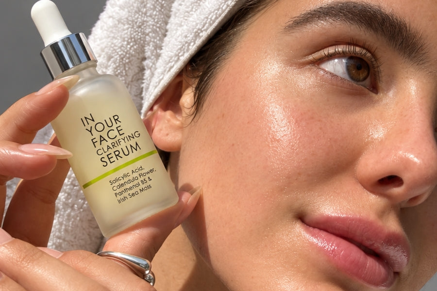 teen girl with clarifying serum