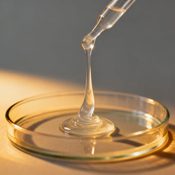 Silicone liquid dropping into petri dish