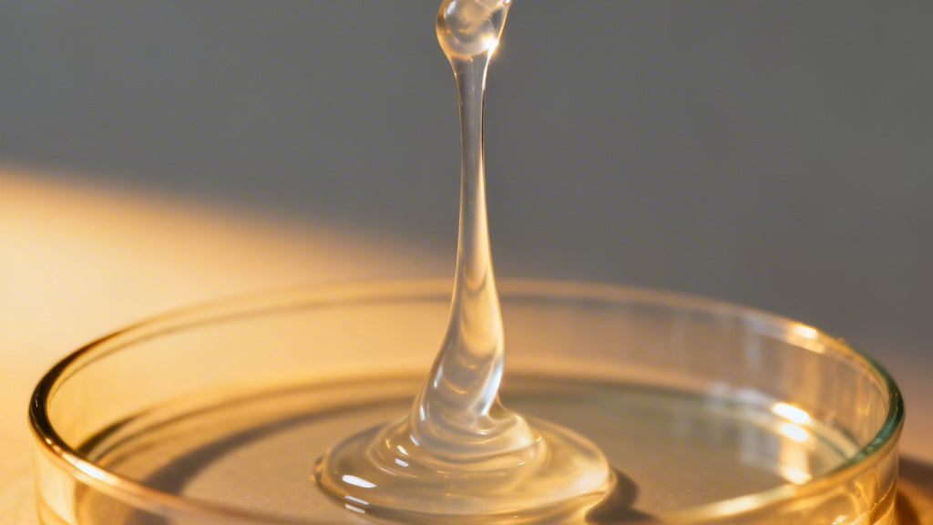 Silicone liquid dropping into petri dish