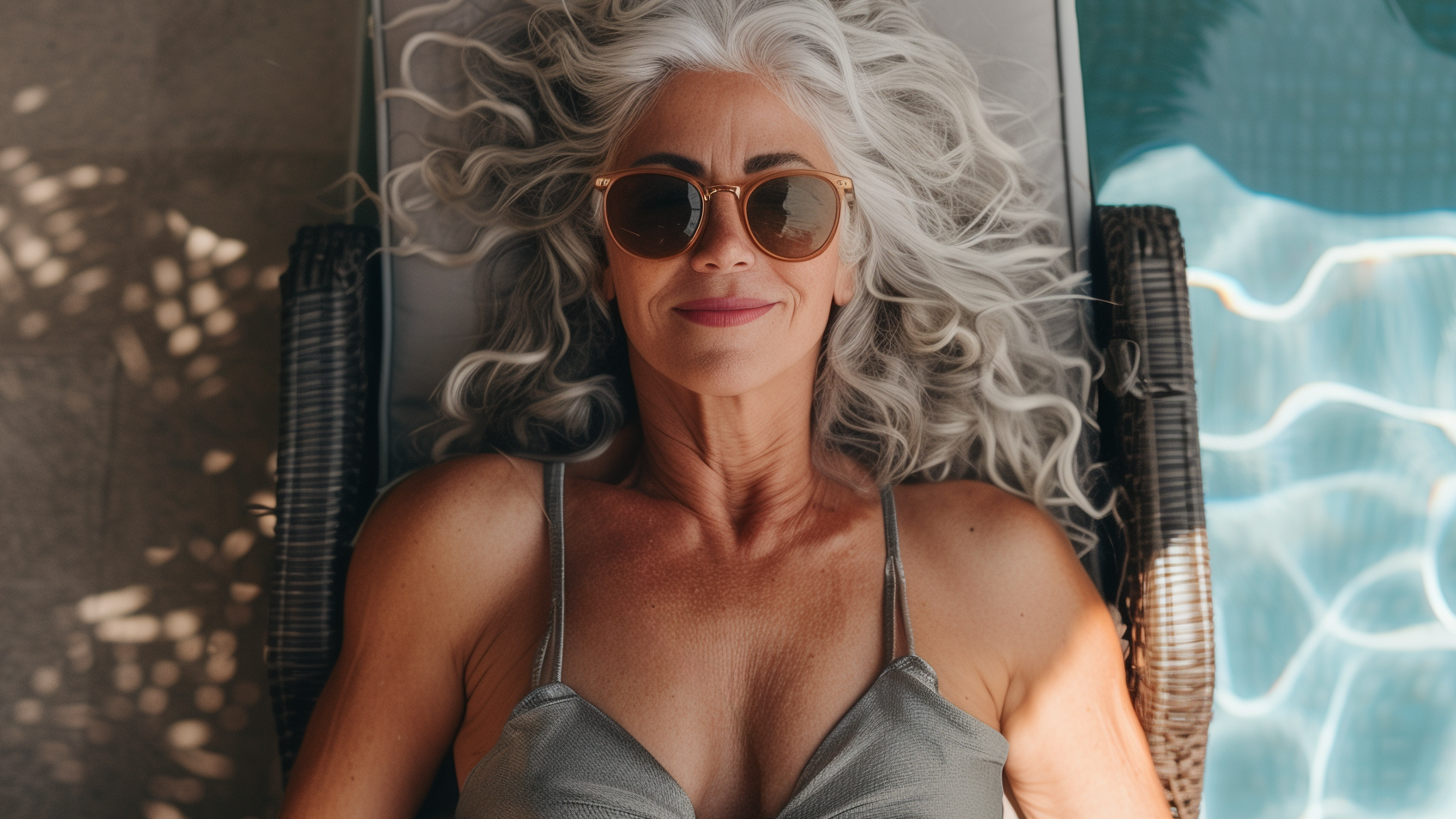 woman lying by the pool