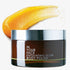 Jar of 'In Your Face Exfoliating Glow Body Polish' with a yellow cream swatch on a white background