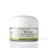 A jar of Your Face Caffeine Lift Eye Cream with a white lid and a clear glass container showing pale yellow-green cream inside, set against a clean white background with a soft reflection.