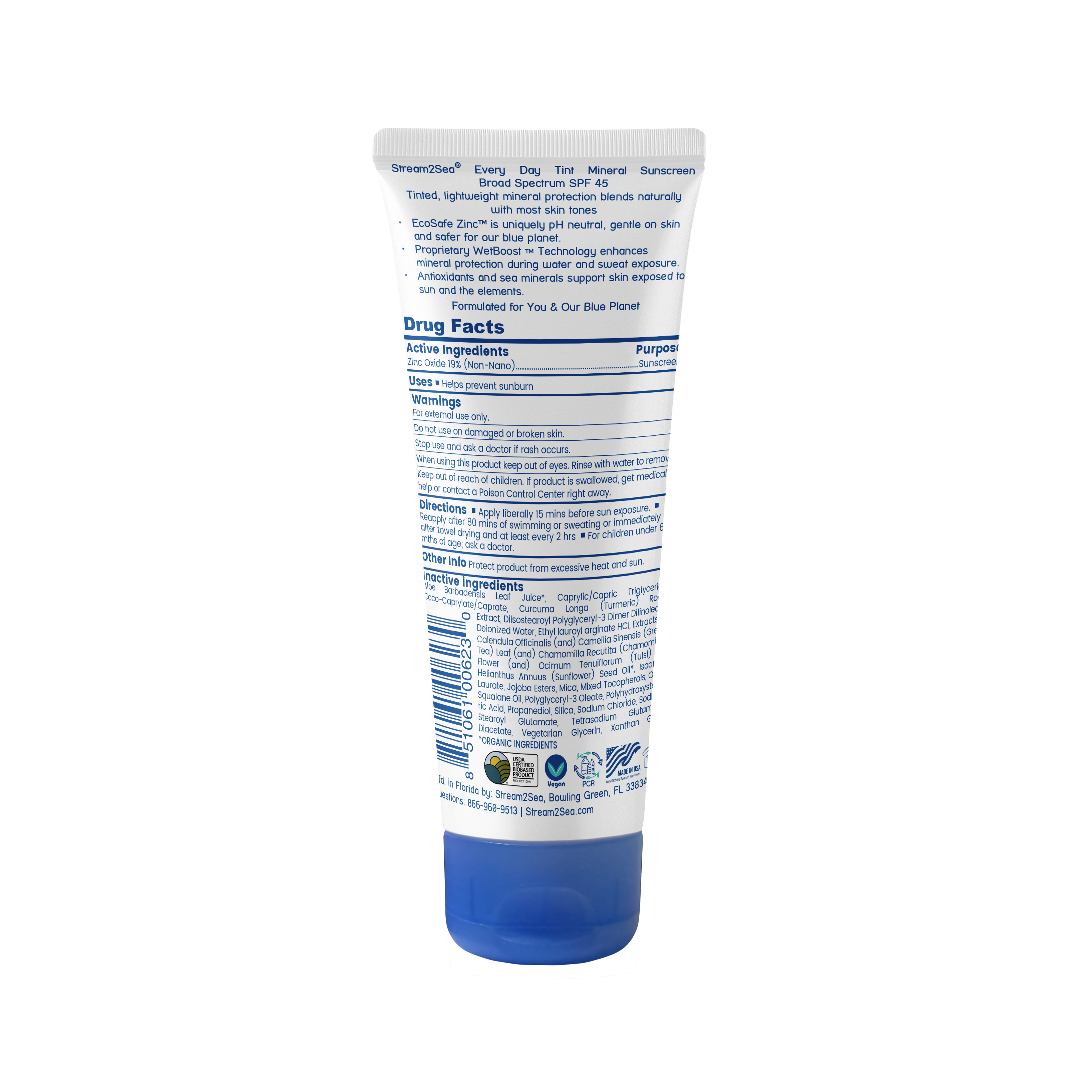 Back of sunscreen bottle on transparent background