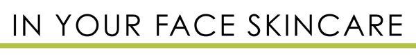 in your face skincare logo with green stripe