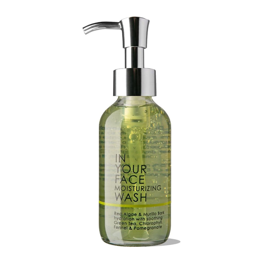 MOISTURIZING WASH bottle on white background.