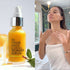 Denice applying BAKUCHIOL WONDER SERUM split image with product