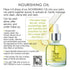 Page 06 of How to GUIDE showing Promotional graphic for nourishing oil showing a clear bottle with pale yellow liquid, a dropper, and usage text on a white background and QR code. 