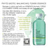 Page 20 of How to GUIDE showing a Promotional graphic for Phyto-Biotic Balancing Toner Essence, showing a clear bottle with a green cap and label, alongside descriptive text, bullet points, a customer quote, and a QR code on a white background.