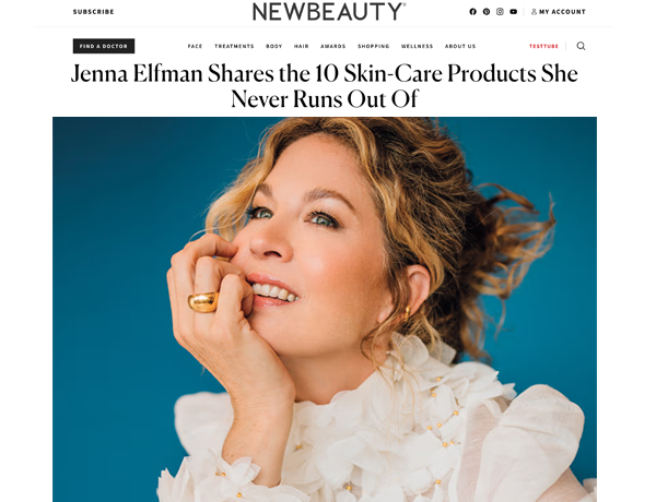 NewBeauty magazine cover featuring a woman with text about skincare products