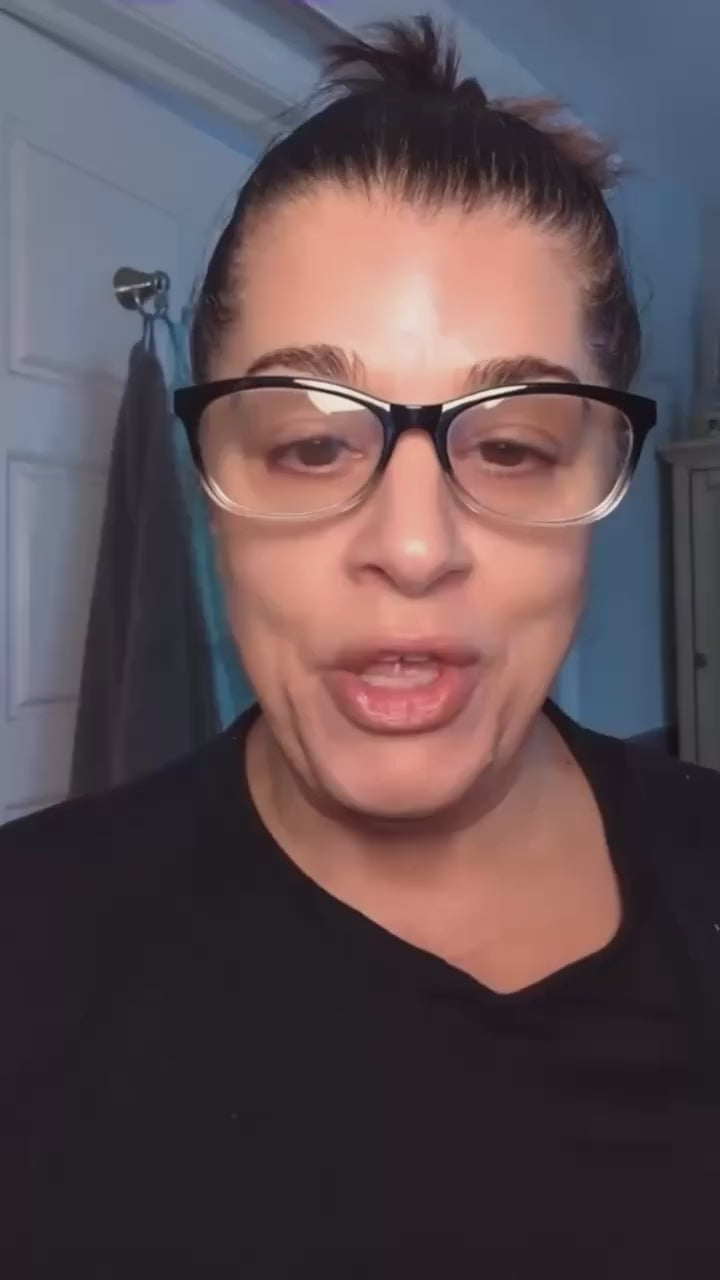 Video of customer woman describing various exfoliating products BODY POLISH and BAMBOO POLISH