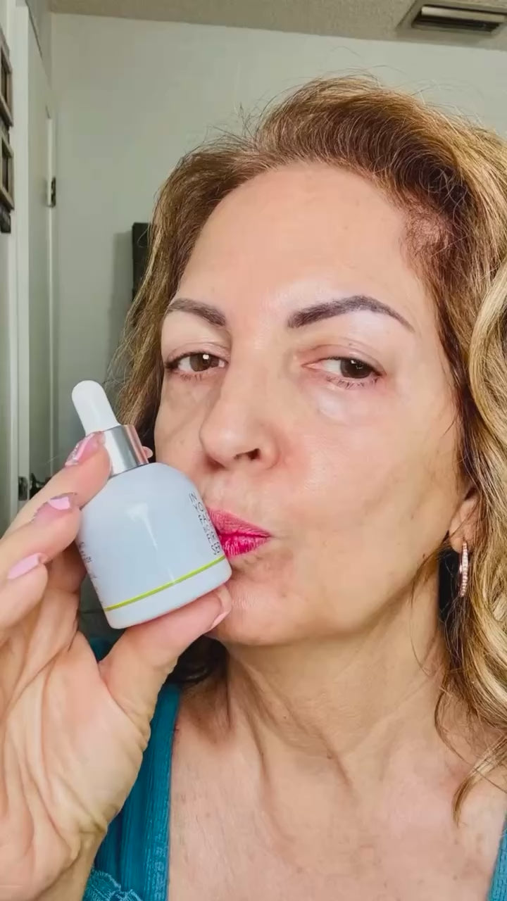 Customer Teresa shows BIO PEPTIDE EGF-6™ FIRMING SERUM
