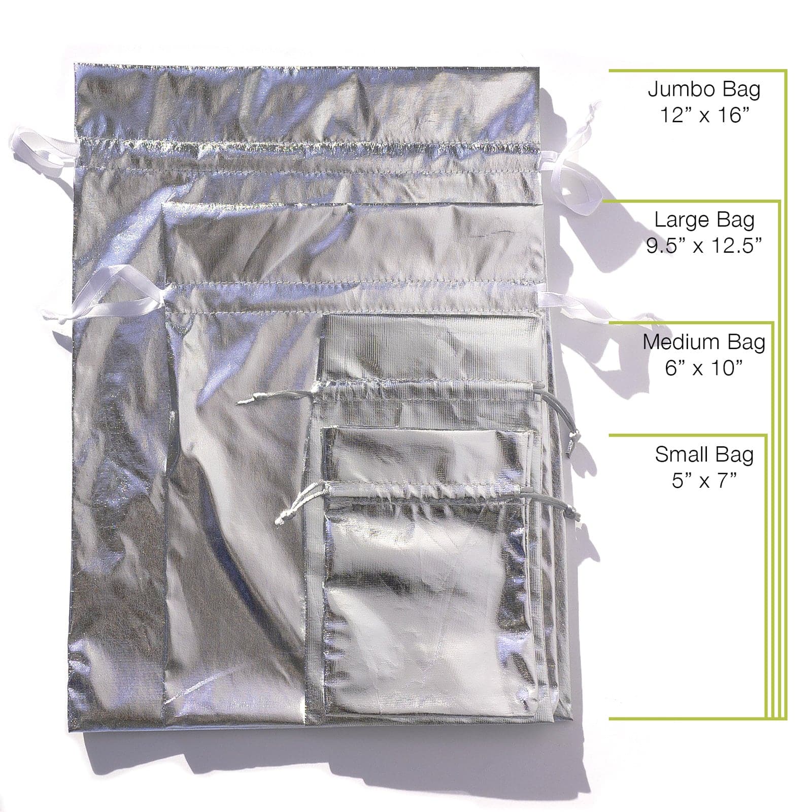 metallic gift bag in various different sizes
