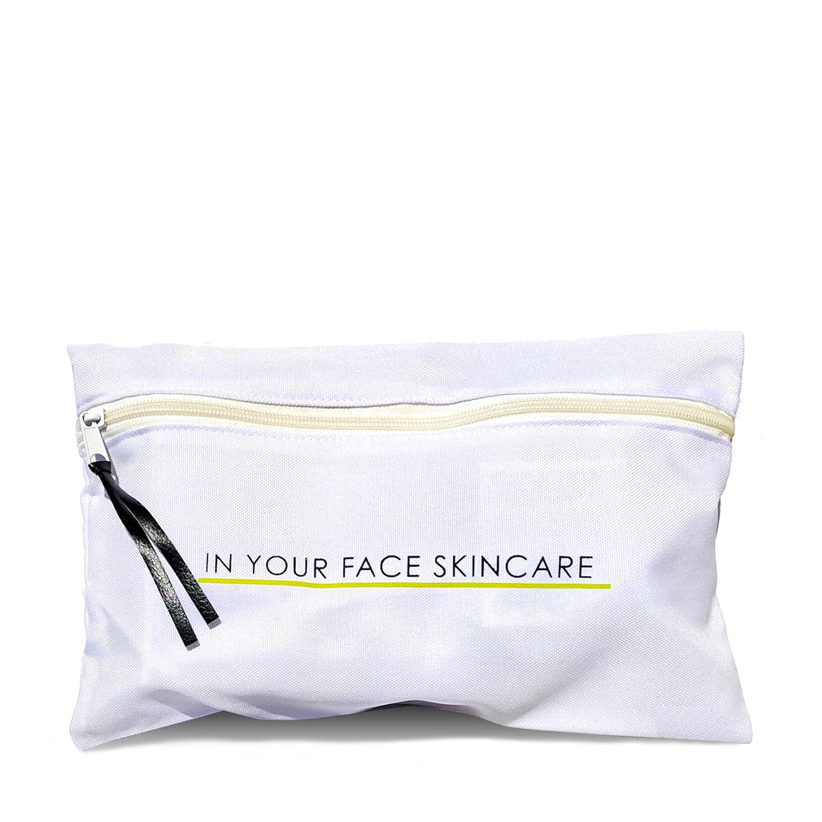 white rectangular zippered MAKEUP BAG on a white background